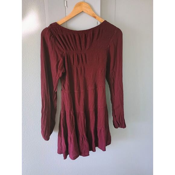 Altar'd state red V-neck mini dress with long sleeves and a flowy hem XL boho - Picture 7 of 16
